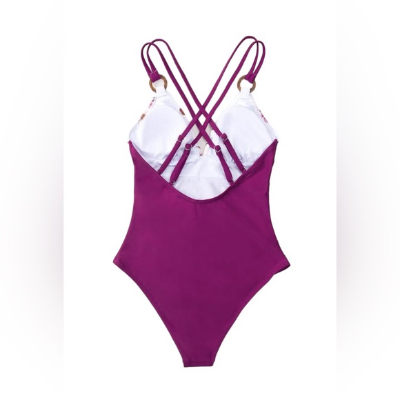 CUPSHE one piece romantic floral Tummy Control Swimsuit w cheeky fit bottom NWT - Picture 10 of 10